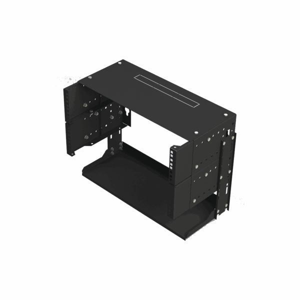 Rack Abierto de montaje en Pared, de 19in, 5 Unidades de rack, Profundidad Ajustable (8" a 12") con Charola de Uso Múltiple.