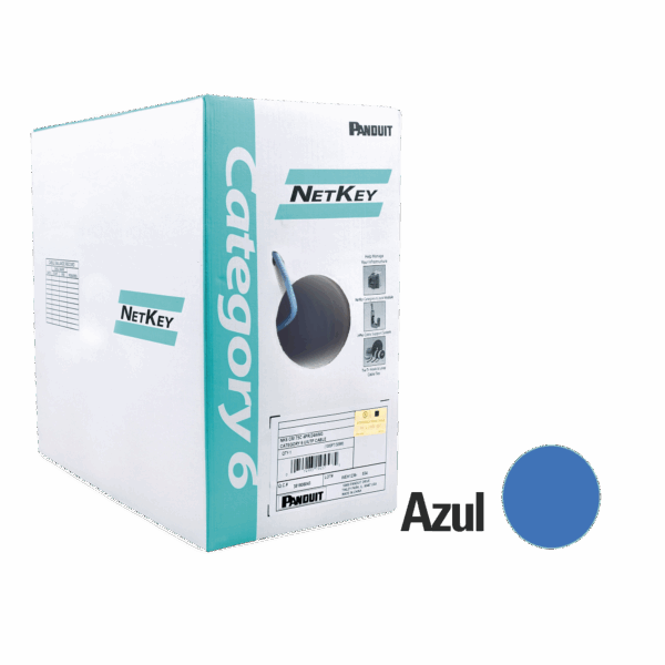 Bobina de Cable UTP 305 m. de Cobre, NetKey, Reelex, Azul, Categoría 6 (24 AWG), 1000Mbps, PVC (CM), de 4 pares