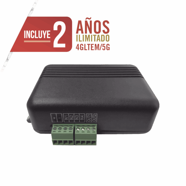 Controlador 4GLTEM / 4 ENTRADAS Y 2 SALIDAS / 2 AÑOS ILIMITADOS INCLUIDOS / Activacion Remota /Notificacion PUSH e EMAIL / APP SIN COSTO / Soporte para Reporte a Central de Alarma