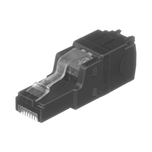 Plug RJ45 UTP, Instalación Recta, Terminación en Campo Certificable, Compatible con Cat5e, Cat6 y Cat6A, Color Negro