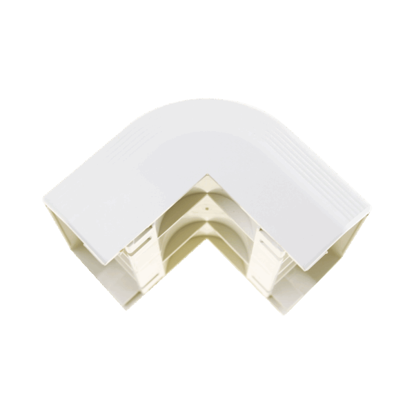 Esquinero exterior, para uso con canaleta T70, Material PVC Rígido, Color Blanco Mate