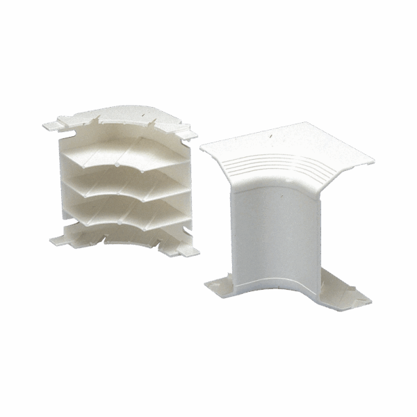 Esquinero interior, para uso con canaleta T70, Material PVC Rígido, Color Blanco Mate