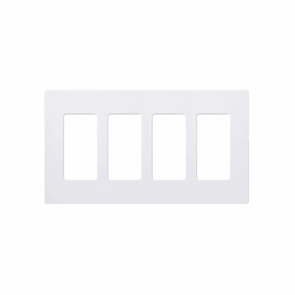 Placa de pared 4 espacios, color blanco, para atenuador (dimmer), switch ó control remoto PICO inalámbrico