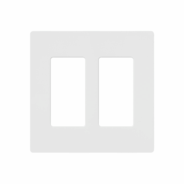Placa de pared 2 espacios, para atenuador (dimmer), apagador ó control remoto inalámbrico LUTRON.