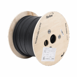 Carrete de 1 km de Fibra Óptica Aérea Mini Figura 8 G.657A2 tipo Drop, Monomodo de 2 Hilos (bifibra), Diseñada para Fusionarse, Color Negro, Span 80, (No Soporta Conectores Mecánicos)