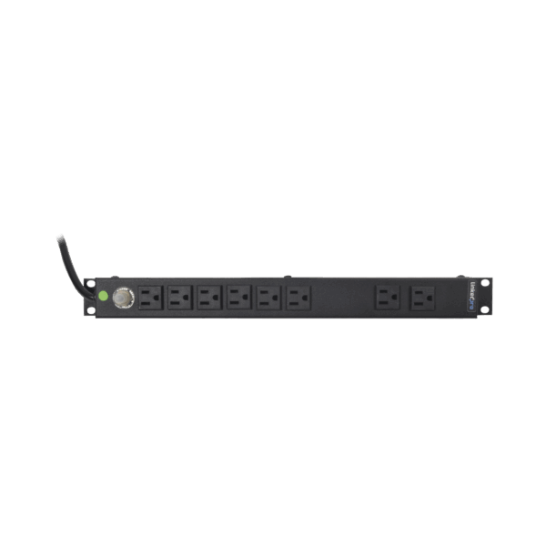 Tomacorriente Horizontal (PDU) de 8 Contactos (NEMA 5-15R) Rack 19" 1UR. Voltaje Entrada/Salida: 120Vca/15A