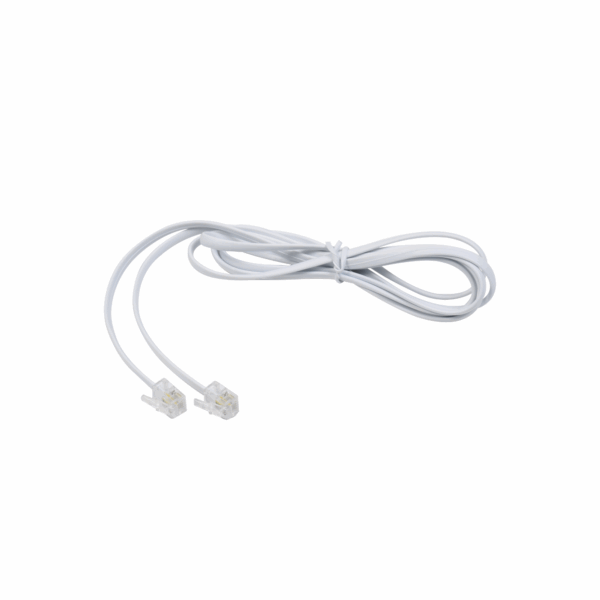 Cable telefónico RJ11, plano, color blanco, 1.5m