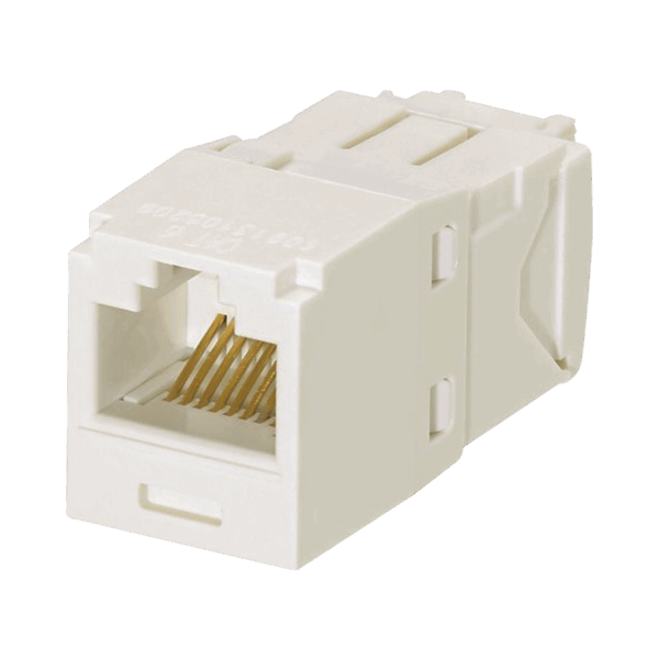 Conector Jack RJ45 Estilo TG, Mini-Com, Categoría 6A, de 8 posiciones y 8 cables, Color Blanco Mate