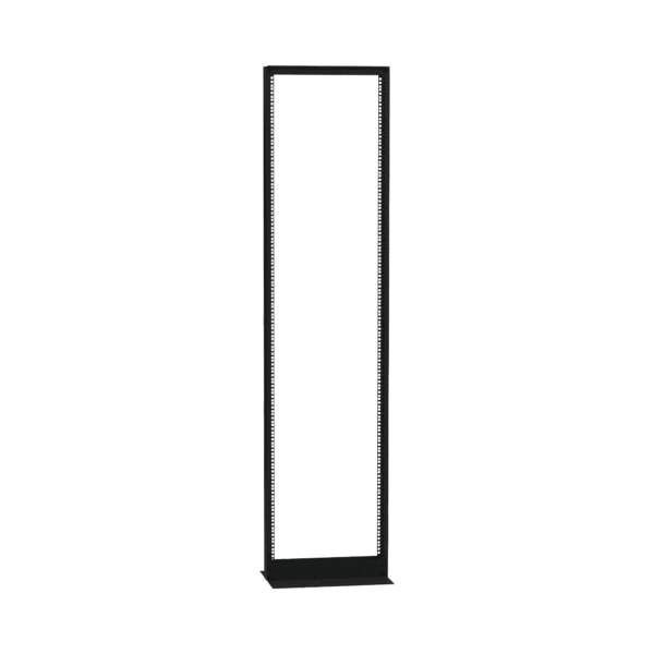Rack de 2 Postes (Doble Perforación), Estándar 19", 45 Unidades, Fabricado en Acero, Base "L" para Anclar a Piso.