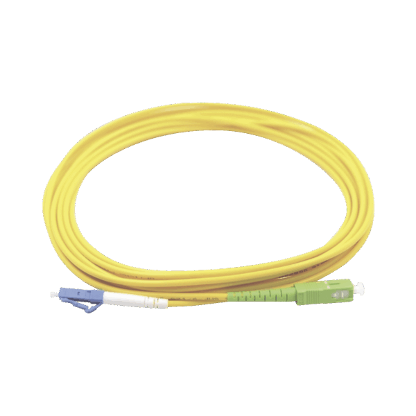 Jumper de Fibra Óptica Monomodo LC/UPC SC/APC Simplex, color amarillo 1 metro