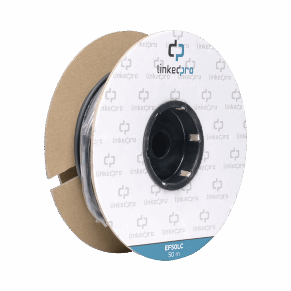 Carrete de Fibra Óptica Monomodo con Conectores LC-LC Duplex, Reforzada con Kevlar, de 50 metros, Para instalaciones subterráneas por tubería