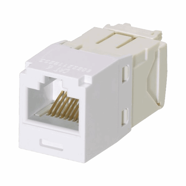 Conector Jack RJ45 Estilo TG, Mini-Com, Categoría 6, de 8 posiciones y 8 cables, Color Blanco