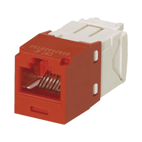 Conector Jack RJ45 Estilo TG, Mini-Com, Categoría 6, de 8 posiciones y 8 cables, Color Rojo