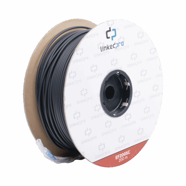 Carrete de Fibra Óptica Monomodo con Conectores SC-SC Duplex, Reforzada con Kevlar, de 200 metros, Para instalaciones subterráneas por tubería