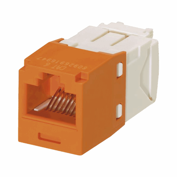 Conector Jack RJ45 Estilo TG, Mini-Com, Categoría 6, de 8 posiciones y 8 cables, Color Naranja