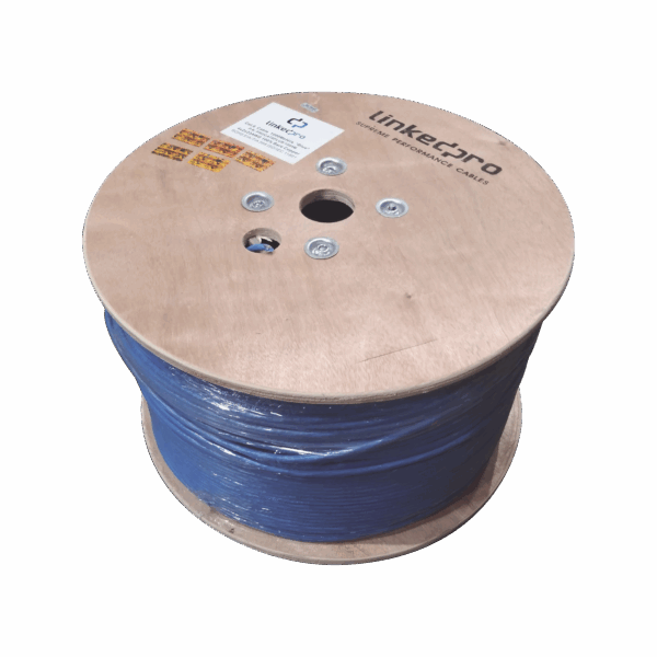 Bobina de 1000 Metros Cable Cat6+ CALIBRE 23 ALTO DESEMPEÑO, ETL,UL, color azul, super flexible, de 1000 metros, para aplicaciones de CCTV, video HD, y redes de datos.