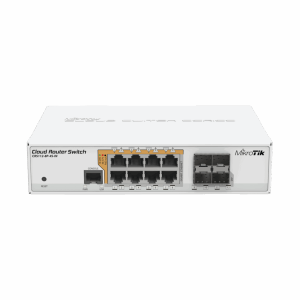 Cloud Router Switch Administrable L3, 8 puertos 10/100/1000 Mbps c/PoE Pasivo ó 802.3af/at, 4 Puertos SFP