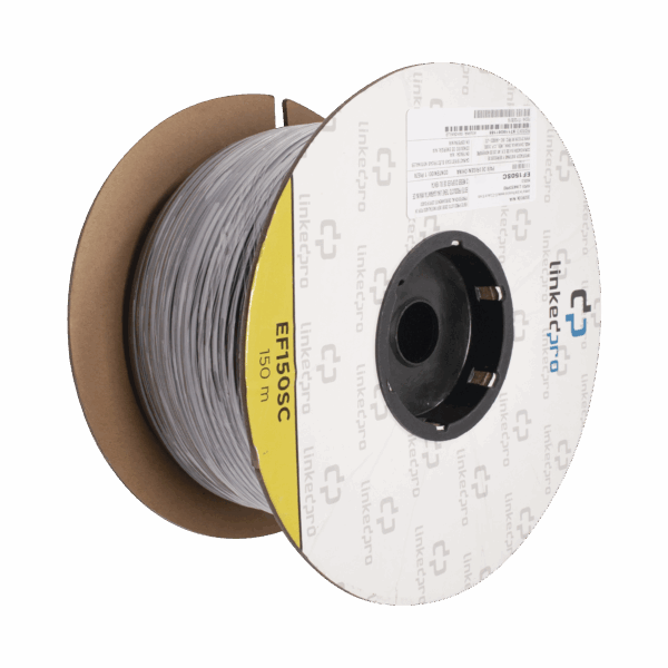 Carrete de Fibra Óptica Monomodo con conectores SC-SC Duplex, Reforzada con Kevlar, de 150 metros, Para instalaciones subterráneas por tubería