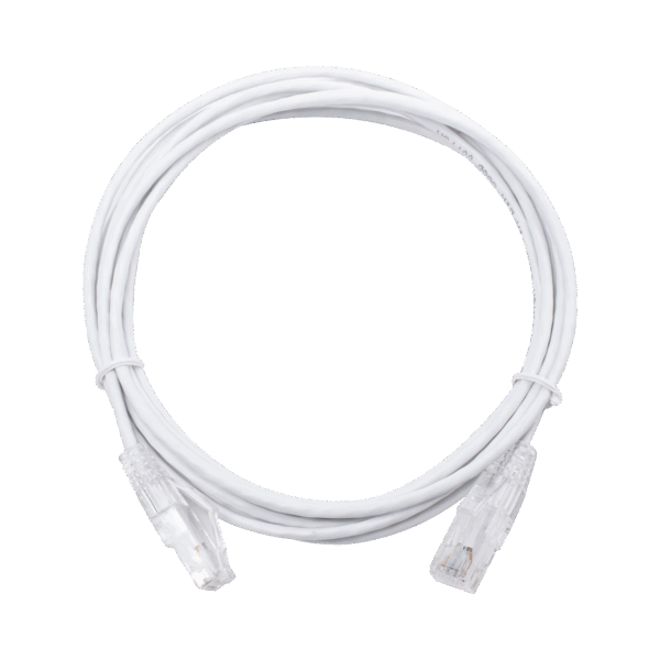 Cable de Parcheo Slim UTP Cat6 - 3 m Blanco Diámetro Reducido (28 AWG)