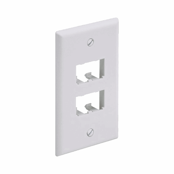 Placa de Pared Vertical Clásica, Salida Para 4 Puertos Mini-Com, Color Blanco Mate