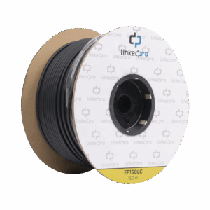 Carrete de Fibra Óptica Monomodo con conectores LC-LC Duplex, Reforzada con Kevlar, de 150 metros, Para instalaciones subterráneas por tubería