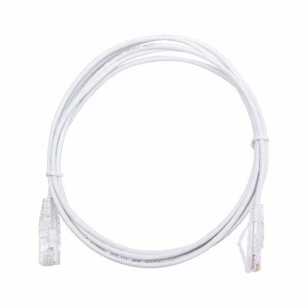 Cable de Parcheo Slim UTP Cat6 - 2 m Blanco Diámetro Reducido (28 AWG)