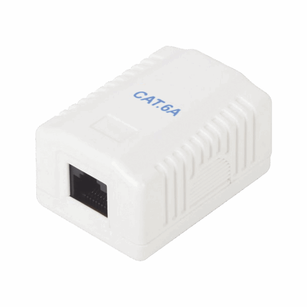 Caja de pared con 1 puerto, incluye 1 jack UTP Cat6A