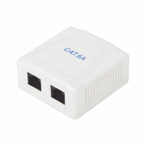Caja de pared con 2 puertos, incluye 2 jacks UTP Cat6A