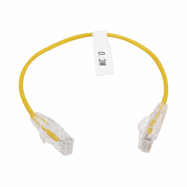 Cable de Parcheo Slim UTP Cat6 - 30 cm Amarillo Diámetro Reducido (28 AWG)