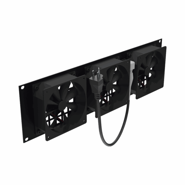 Kit de 3 Ventilador 110 Vca (12 x 12 cm) con Clavija 5-15P. Para instalación en Postes Rack