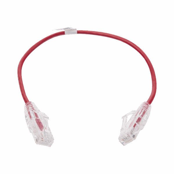 Cable de Parcheo Slim UTP Cat6 - 30 cm Rojo Diámetro Reducido (28 AWG)