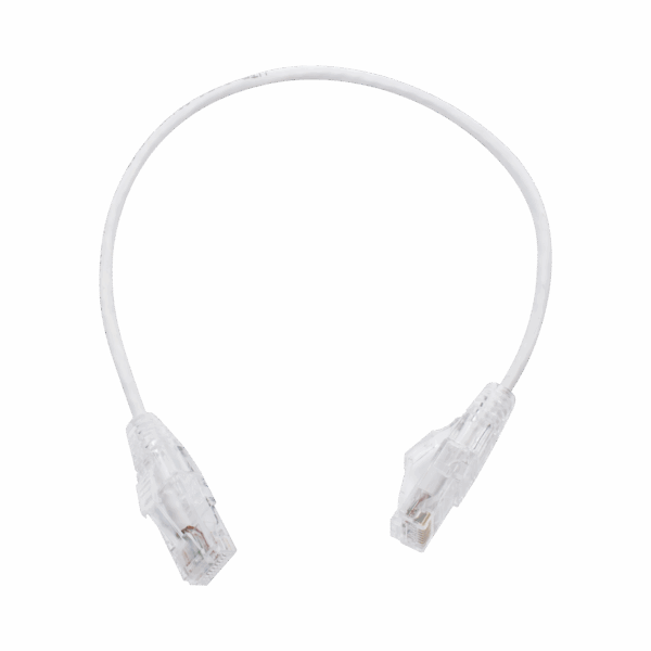 Cable de Parcheo Slim UTP Cat6 - 30 cm Blanco, Diámetro Reducido (28 AWG)