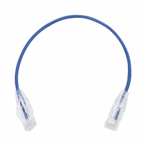 Cable de Parcheo Slim UTP Cat6 - 30 cm Azul Diámetro Reducido (28 AWG)