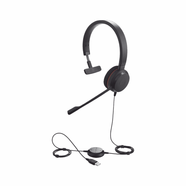 Jabra Evolve 20 Mono con conexión USB, micrófono con cancelación de ruido de ultima generación, configuración Plug and Play (4993-829-209)