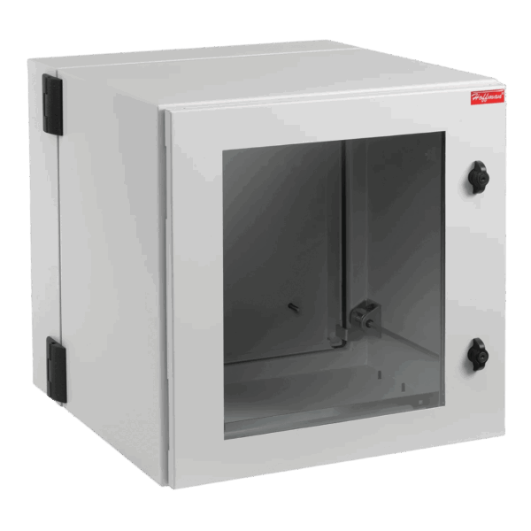 Gabinete Industrial ProTek de Puerta con Ventana, Protección NEMA Tipo 4/12/4X; IP55; IK10, Abatible, Fabricado en Acero, 12 UR, Color Gris Claro