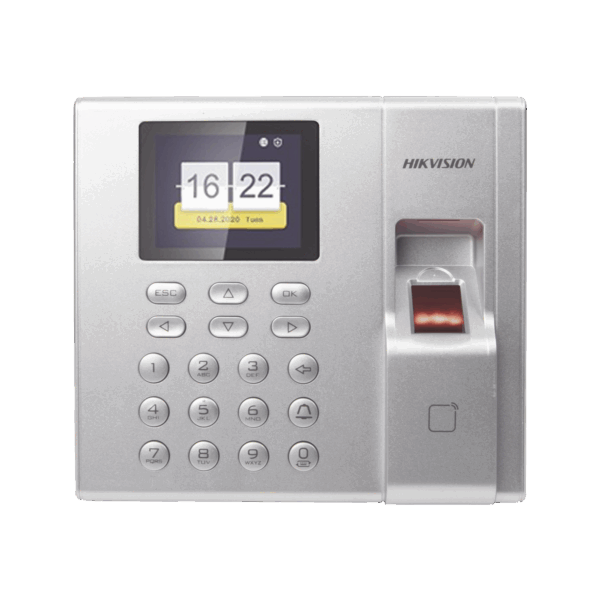 Terminal de Control de Acceso y Asistencia compatible con APP Hik-Connect (P2P) / Lectura de Huella y de Tarjetas EM / Soporta hasta 1000 Huellas / Relevador para Chapa / Software iVMS4200