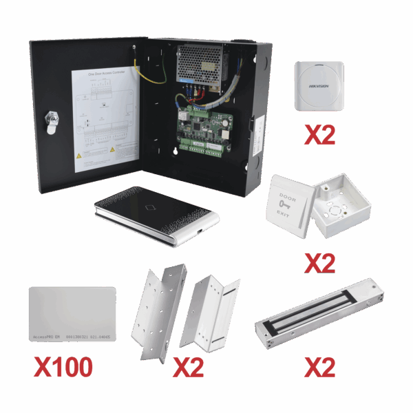 Kit de Control de Acceso con TARJETA para 2 Puertas   / TODO INCLUIDO / Software IVMS4200 incluido