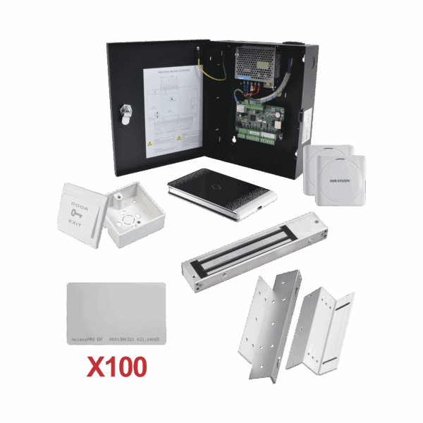 Kit de Control de Acceso con TARJETA para 1 Puerta con lector de Entrada y Salida  / TODO INCLUIDO / Software IVMS4200 incluido