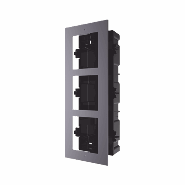 Base de 3 Espacios para EMPOTRAR Módulos de Videoporteros Hikvision