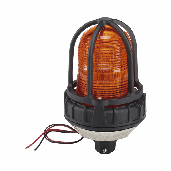 Luz estroboscópica para ubicaciónes peligrosas,  montaje tipo tubo, 12-24 VCD, color Ámbar