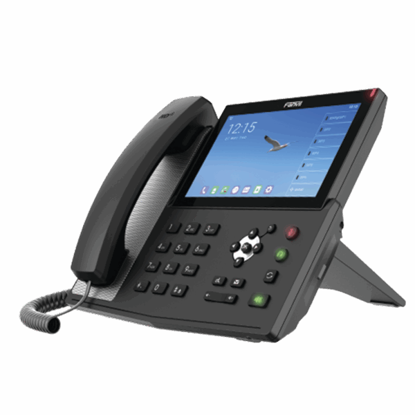 Teléfono IP  Android Empresarial para 20 lineas SIP, pantalla táctil, Wi-Fi y Bluetooth, PoE, hasta 112 botones DSS, puertos Gigabit, soporta recepción de video.
