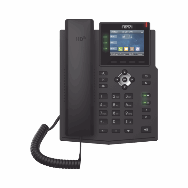 Teléfono IP Empresarial con Estándares Europeos, 6 lineas SIP con pantalla LCD a color, puertos Gigabit, IPv6, Opus y conferencia de 3 vías, PoE/DC