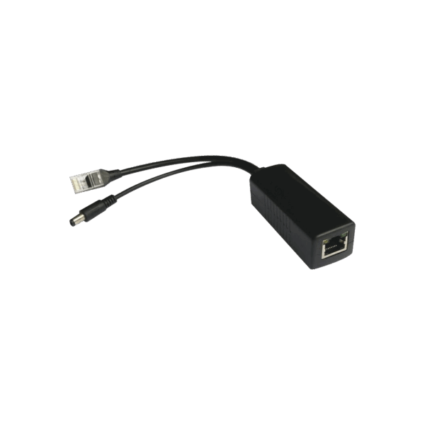 Cable divisor PoE pasivo de 48-55 Vcc @ 12 Vcc, 2 A. Aplicaciones como adaptar micrófonos en cámaras IP