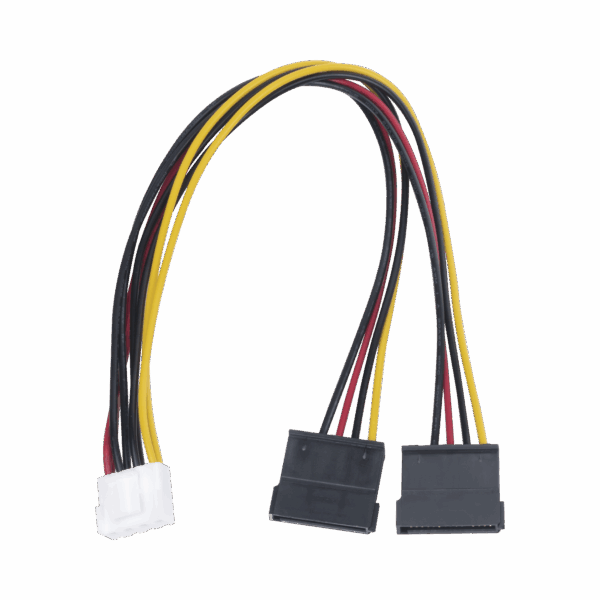 Cable Doble de Corriente SATA / Compatible con DVR's epcom / HIKVISION / 25 cms de Longitud