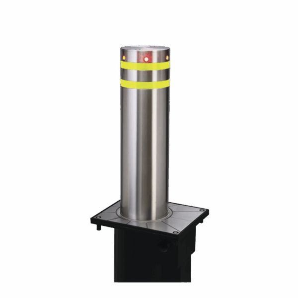 Bolardo neumático de acero inoxidable / 220 mm de diámetro / 750 mm de altura / acabado elegante con iluminacion led color rojo