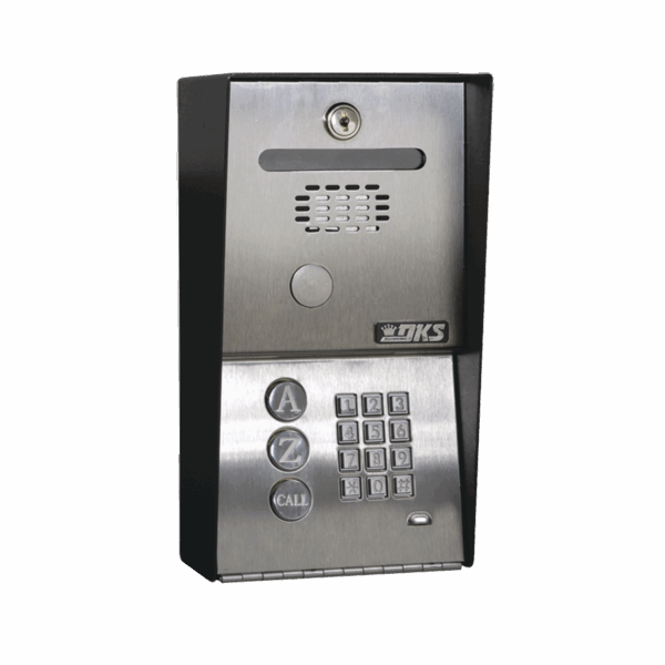 Audioportero Telefónico DKS Con Directorio / 100 Números Telefónicos / Control Para 2 Puertas / Gabinete Para Sobreponer / Marcación a 16 Digitos / Linea análoga o digital