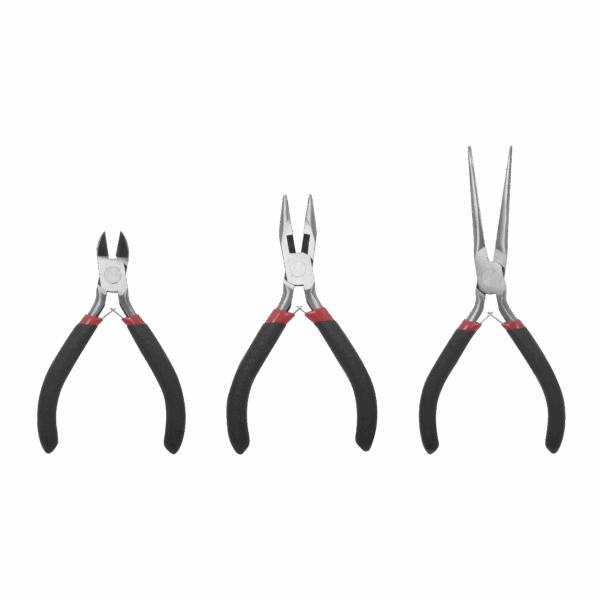 Juego de 3 Mini Pinzas de Corte de 5". Incluye: Pinza de Punta Redonda, Diagonal y Punta de Aguja.