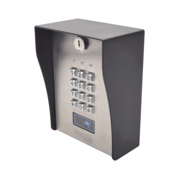Teclado exterior/interior antivandálico, 3 relevadores, 50 códigos de visitantes, 1200 usuarios