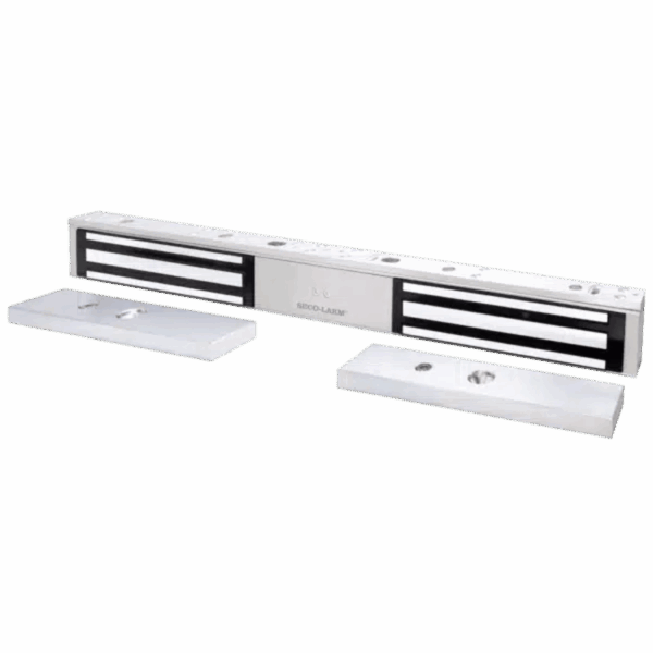 CERRADURA ELECTROMAGNÉTICA DE 600 LB, PUERTA DOBLE, SENSOR DE ADHERENCIA, LED DE ESTADO, LISTADO UL