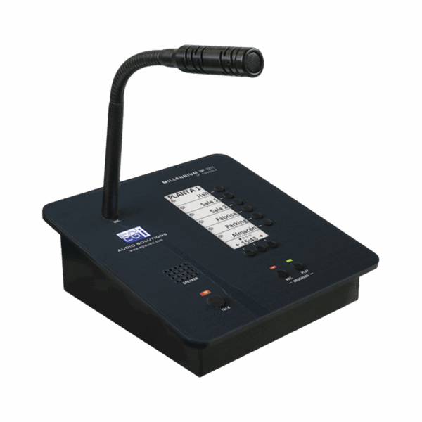 CONSOLA DE AVISOS MULTIZONA IP CON DISPLAY, MICRÓFONO Y GRABADOR DE MENSAJES